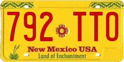 NM license plate 792TTO