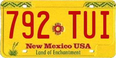 NM license plate 792TUI