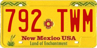 NM license plate 792TWM