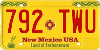 NM license plate 792TWU