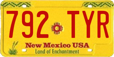 NM license plate 792TYR