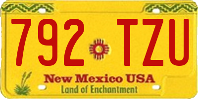 NM license plate 792TZU