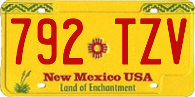 NM license plate 792TZV