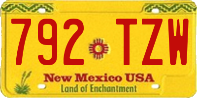 NM license plate 792TZW