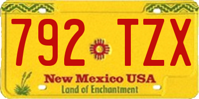 NM license plate 792TZX