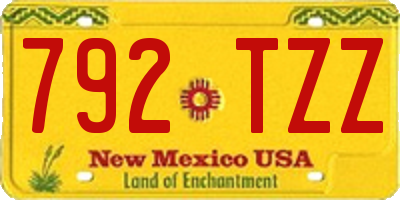 NM license plate 792TZZ