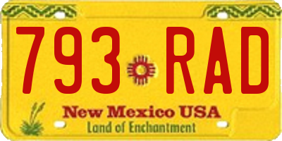 NM license plate 793RAD