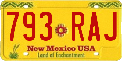 NM license plate 793RAJ