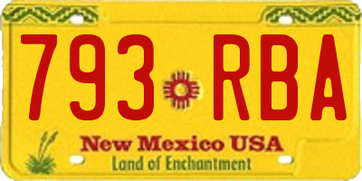 NM license plate 793RBA