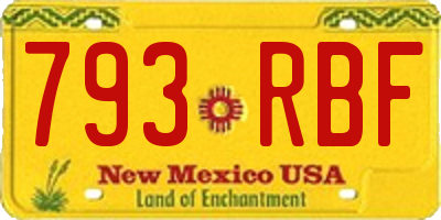 NM license plate 793RBF