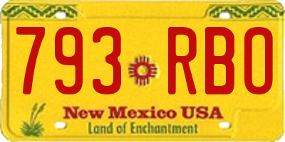 NM license plate 793RBO