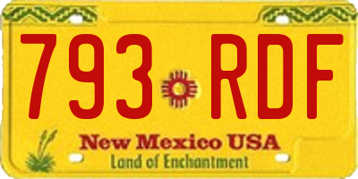 NM license plate 793RDF