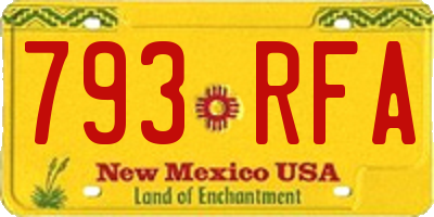 NM license plate 793RFA