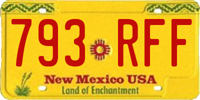 NM license plate 793RFF