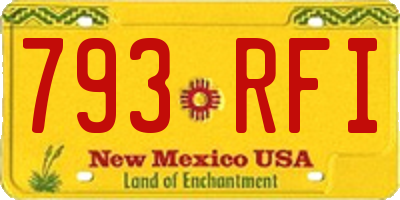 NM license plate 793RFI