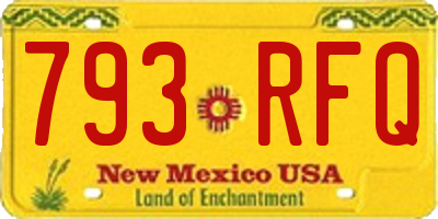 NM license plate 793RFQ