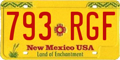 NM license plate 793RGF