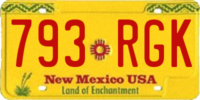 NM license plate 793RGK
