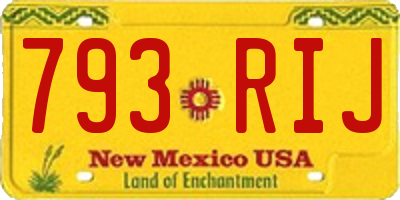 NM license plate 793RIJ