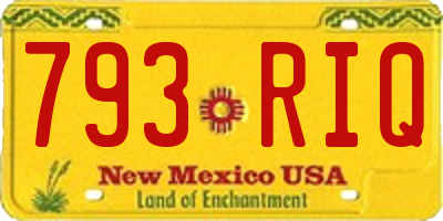 NM license plate 793RIQ