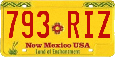 NM license plate 793RIZ