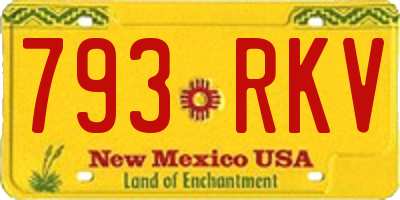NM license plate 793RKV