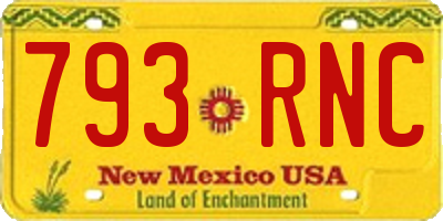NM license plate 793RNC