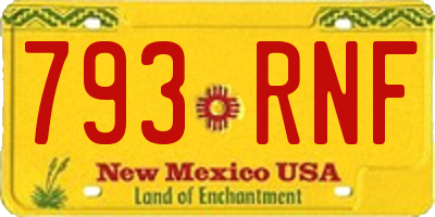 NM license plate 793RNF