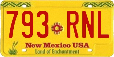 NM license plate 793RNL