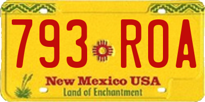 NM license plate 793ROA