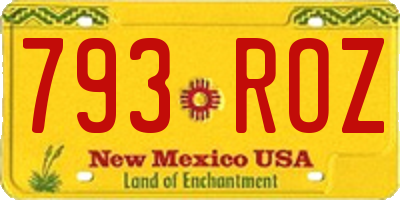 NM license plate 793ROZ
