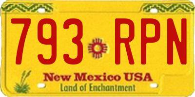 NM license plate 793RPN