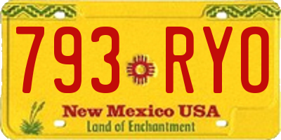 NM license plate 793RYO