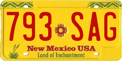 NM license plate 793SAG