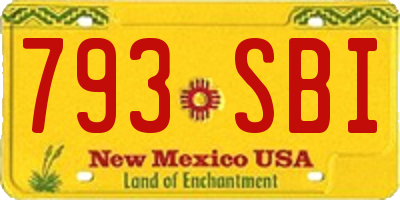 NM license plate 793SBI