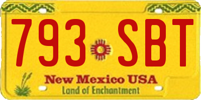 NM license plate 793SBT