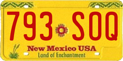 NM license plate 793SOQ