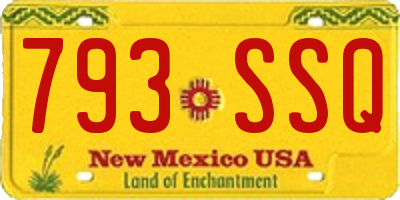NM license plate 793SSQ