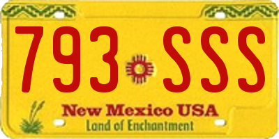 NM license plate 793SSS