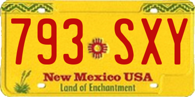 NM license plate 793SXY