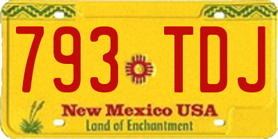 NM license plate 793TDJ