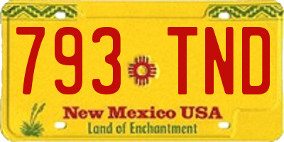 NM license plate 793TND