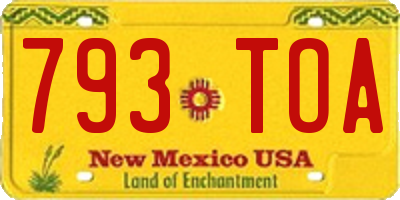 NM license plate 793TOA