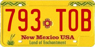 NM license plate 793TOB
