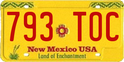 NM license plate 793TOC