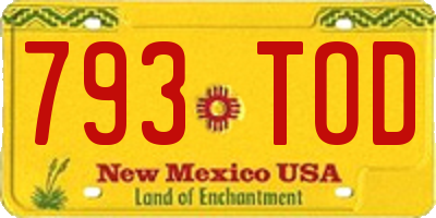 NM license plate 793TOD