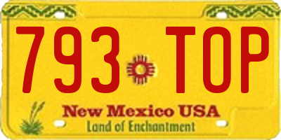 NM license plate 793TOP