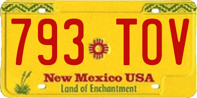 NM license plate 793TOV