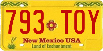 NM license plate 793TOY