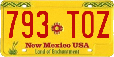 NM license plate 793TOZ
